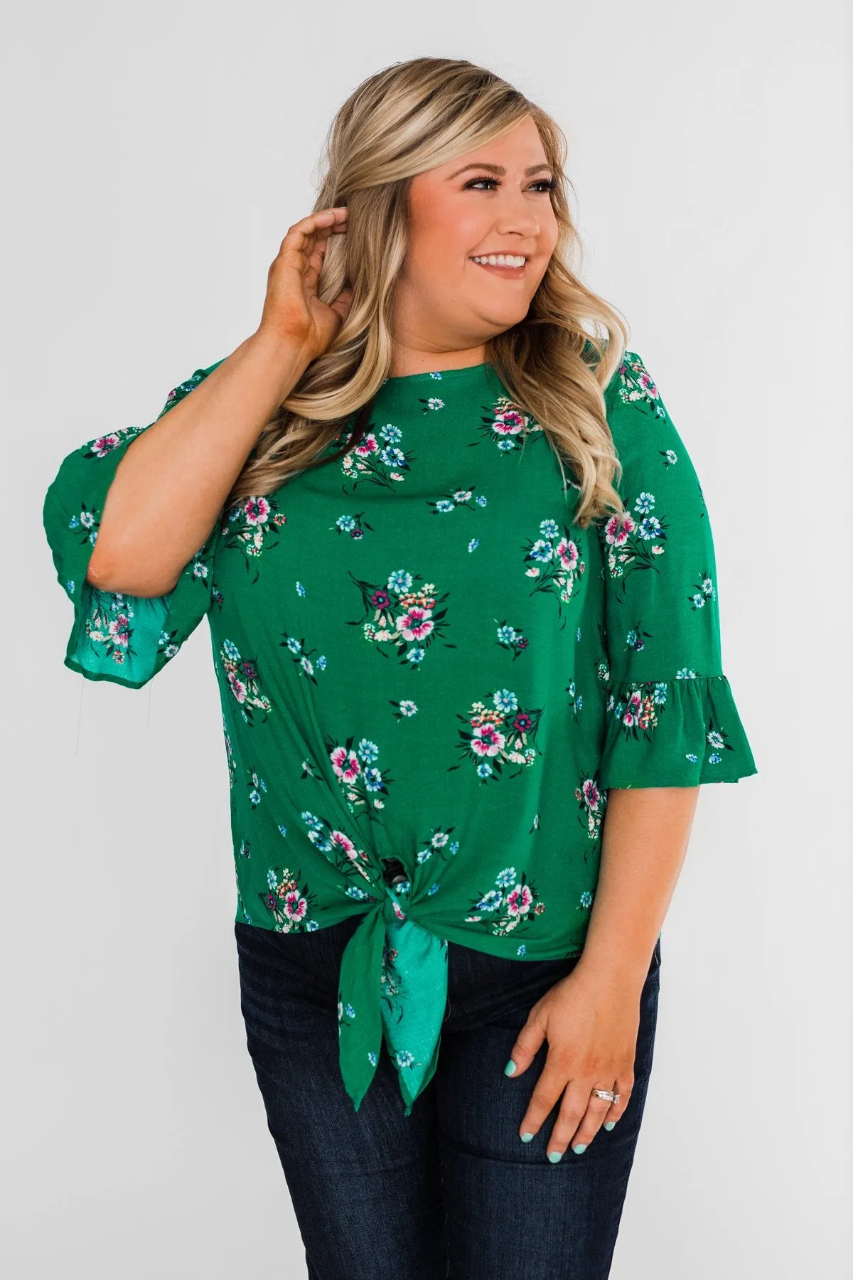 Life In A Fairytale Floral Top- Enchanted Green