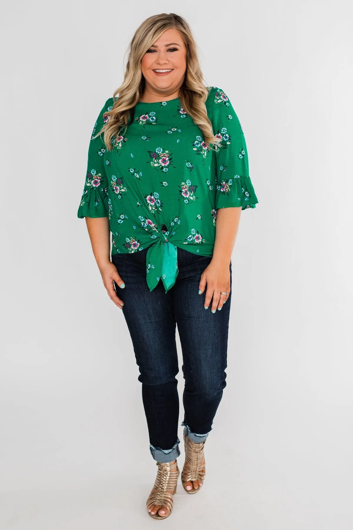 Life In A Fairytale Floral Top- Enchanted Green