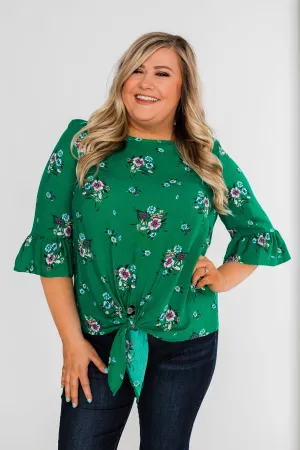 Life In A Fairytale Floral Top- Enchanted Green