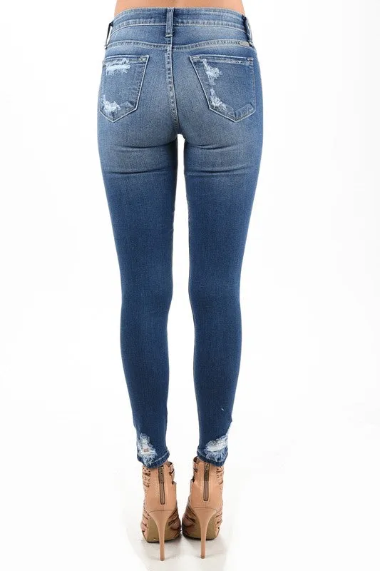 Light Wash Distressed Skinny Ankle Jeans