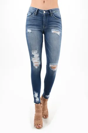Light Wash Distressed Skinny Ankle Jeans