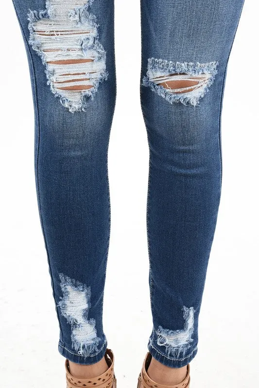 Light Wash Distressed Skinny Ankle Jeans