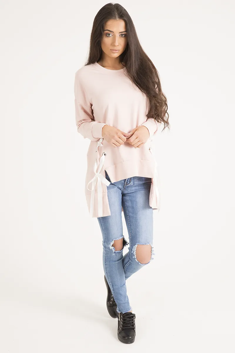 Light Wash High Waisted Knee Rip Jeans - Penelope