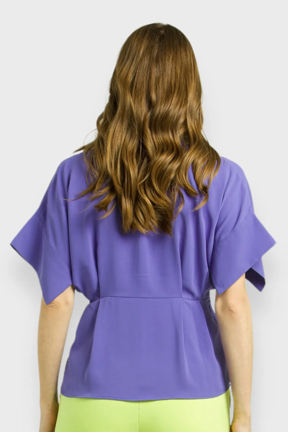 Lilac Short Sleeves Peplum Blouse
