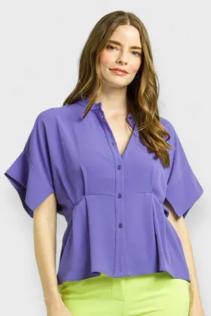 Lilac Short Sleeves Peplum Blouse