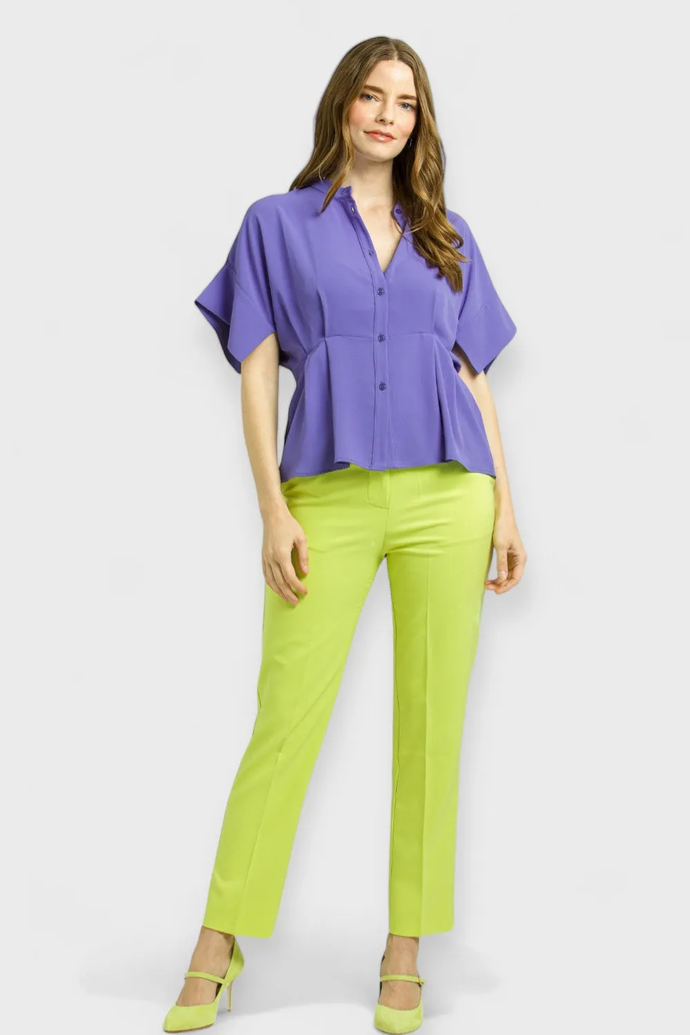 Lilac Short Sleeves Peplum Blouse