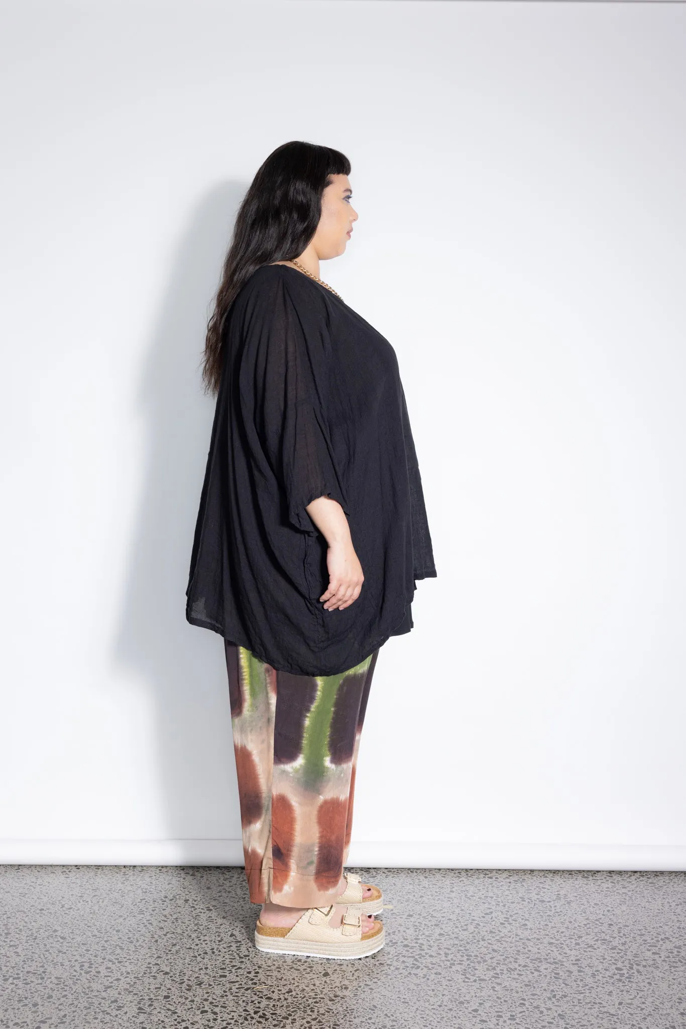 Lilo Top - Black Loose Weave Linen
