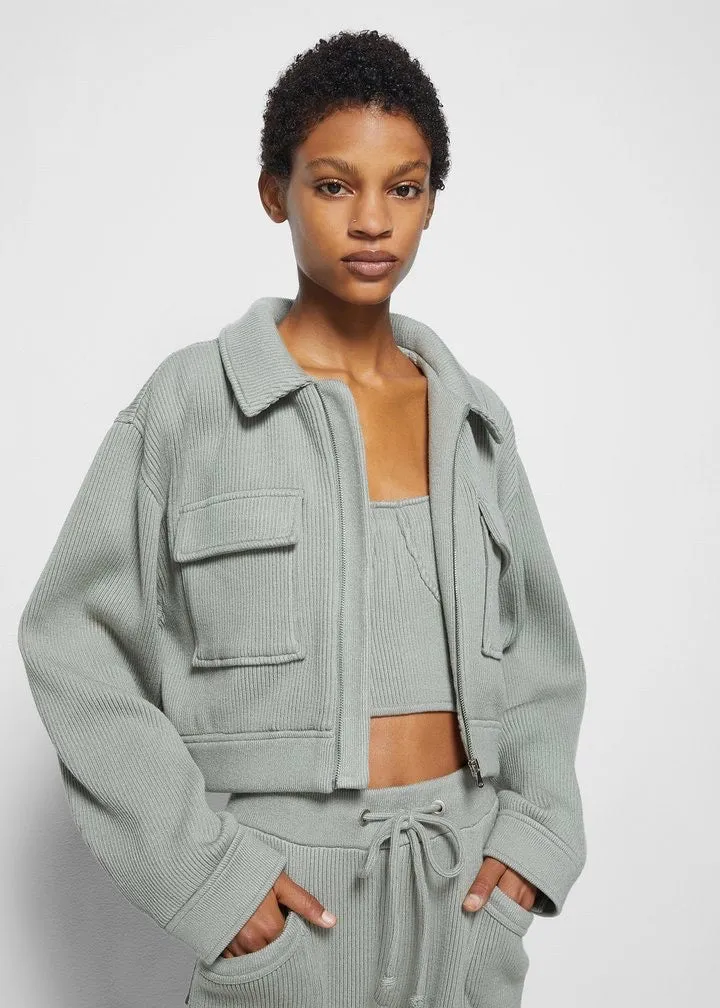 Linza Recycled Rib Zip Utility Jacket (Sage)