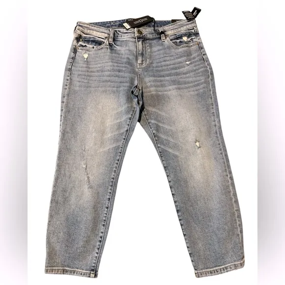 Liverpool Los Angeles Straight in Thyme Denim Crop Stretch Jeans Size 14W NWT