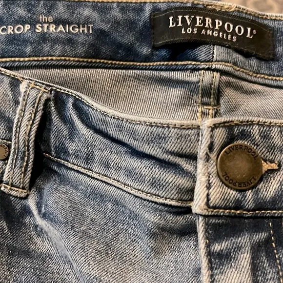 Liverpool Los Angeles Straight in Thyme Denim Crop Stretch Jeans Size 14W NWT