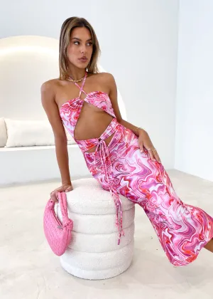 Living Fancy Midi Dress - Pink Swirl