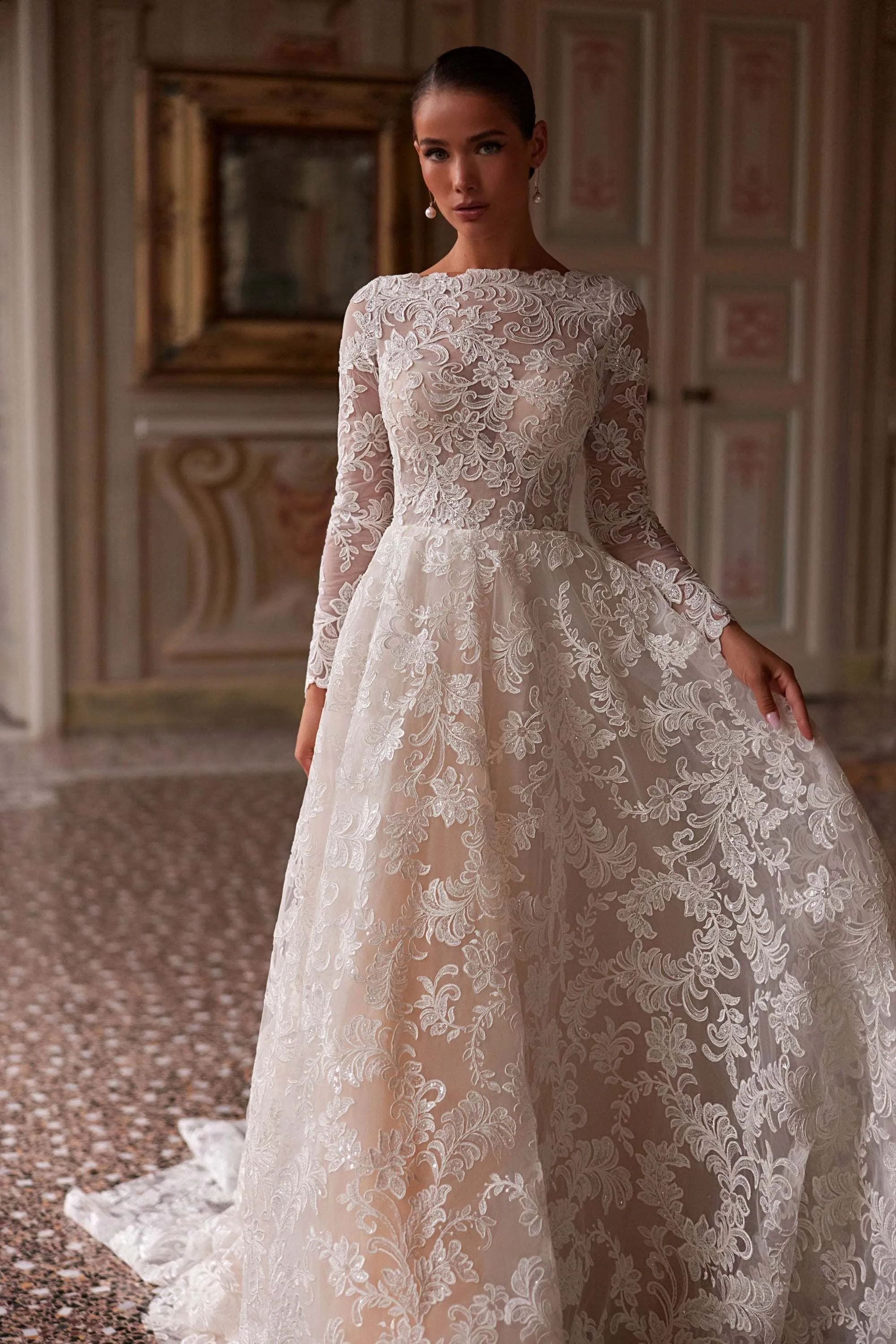 Long sleeve lace wedding dress | Classic wedding looks | KatrinFAVOR
