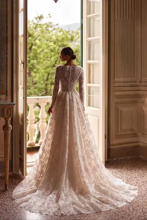 Long sleeve lace wedding dress | Classic wedding looks | KatrinFAVOR
