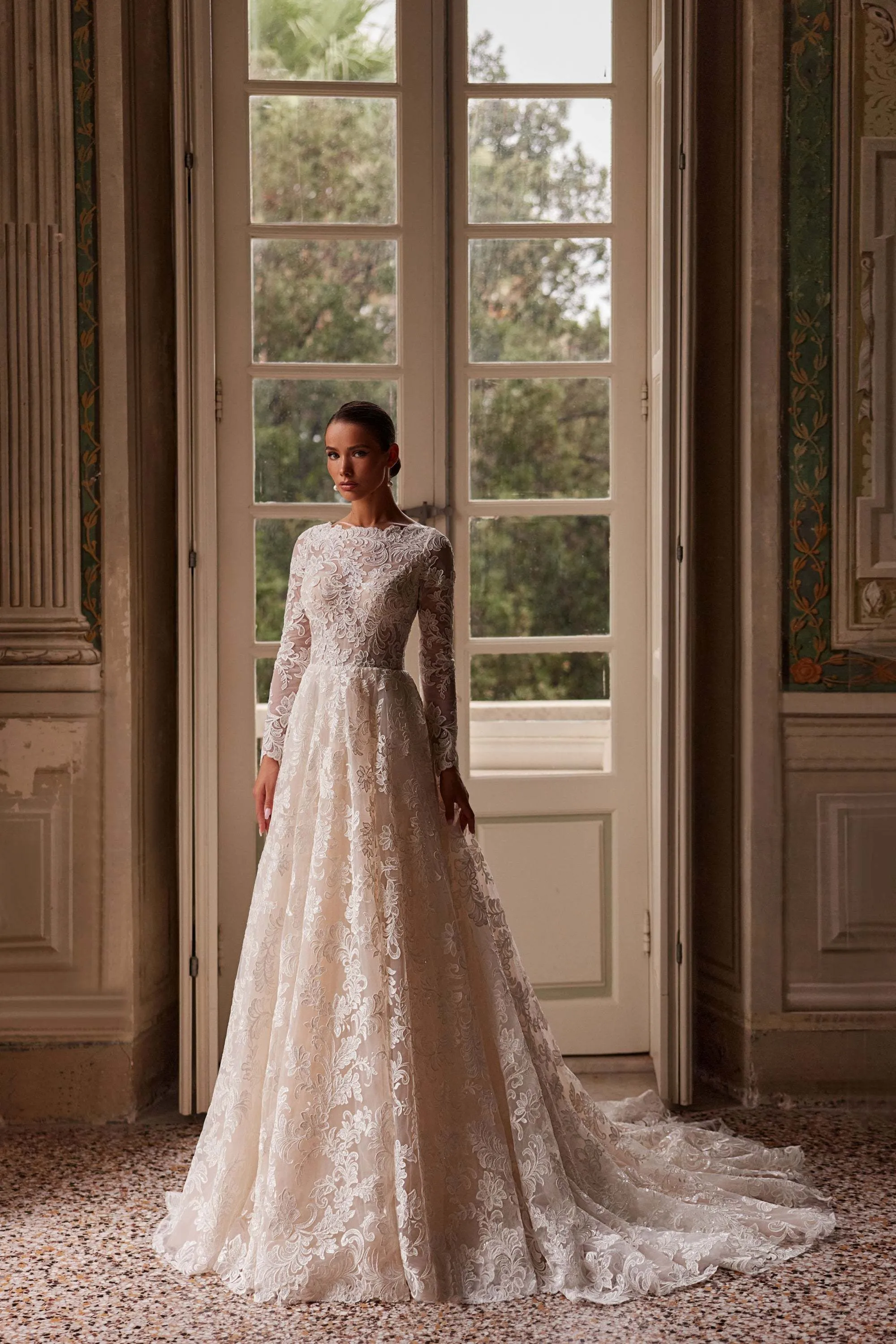Long sleeve lace wedding dress | Classic wedding looks | KatrinFAVOR