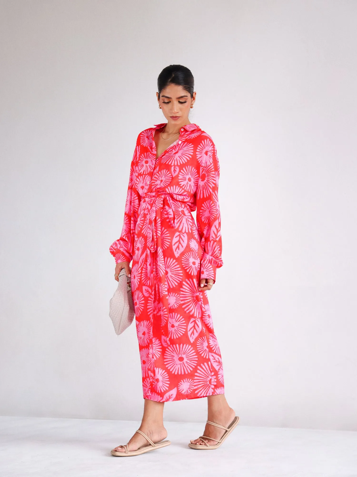 Long Sleeved Printed Oversized Shirt