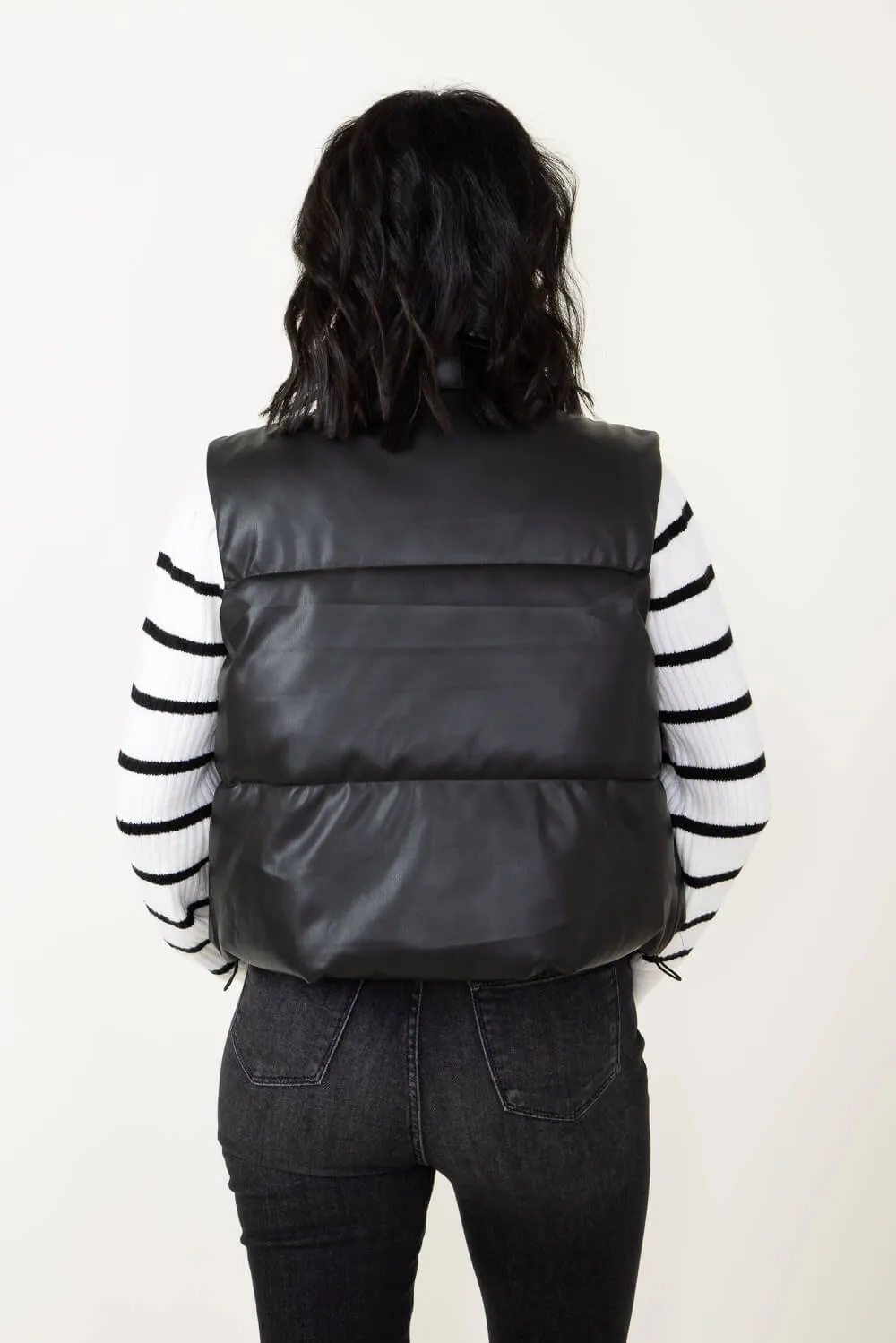 Love Tree Pleather Puffer Vest for Women in Black | 5074VM-BLACK