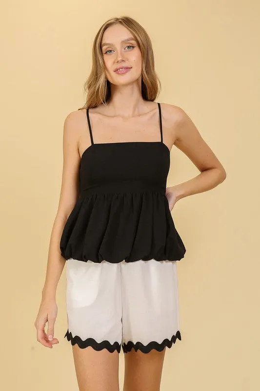 Loveable Favorite Bubble Hem Peplum Top