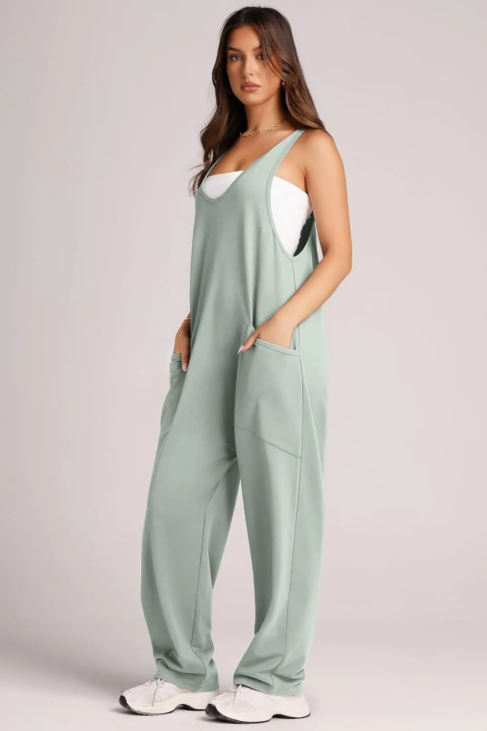 Lovelet V-Neck Wide Strap Overalls
