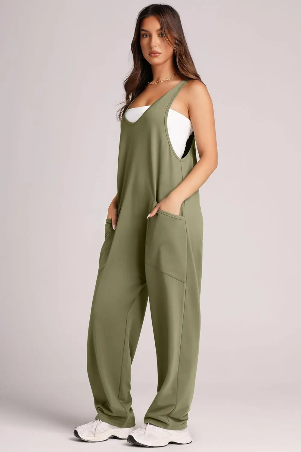 Lovelet V-Neck Wide Strap Overalls