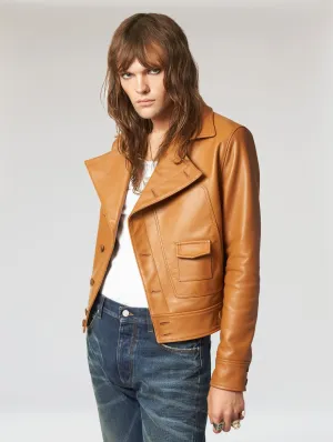 LUCAS BIKER LEATHER JACKET IN CAMEL - Man