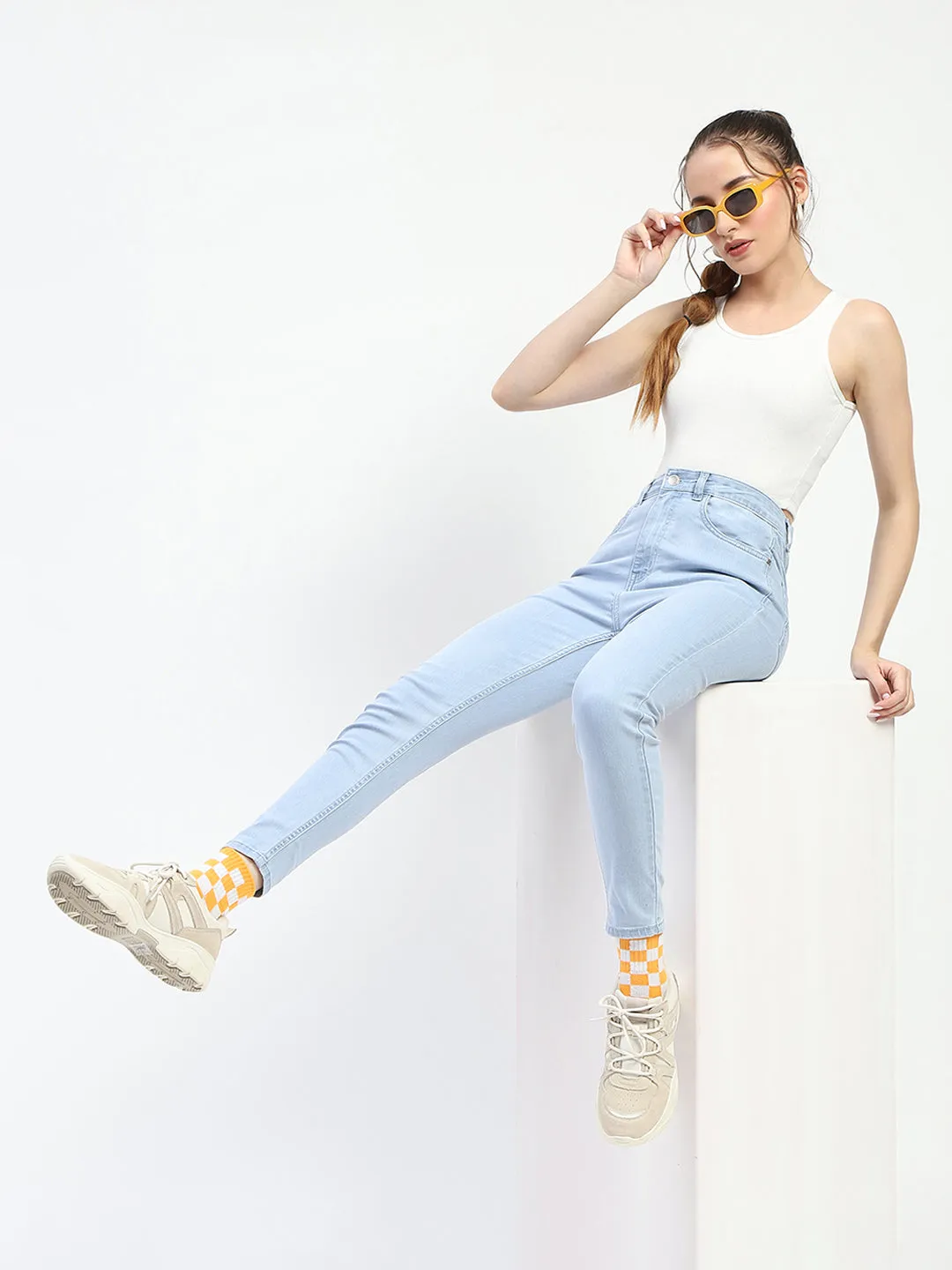 Madame Ice Blue Skinny Fit Cotton Jeans