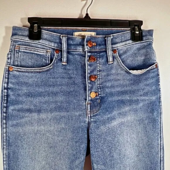 MADEWELL 10&quot; Button Front High Rise Frayed Hem Skinny Jean Size 6/28