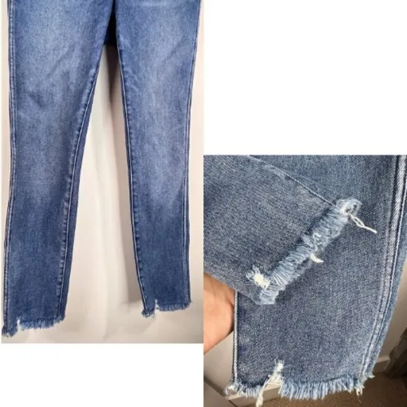 MADEWELL 10&quot; Button Front High Rise Frayed Hem Skinny Jean Size 6/28