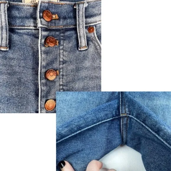 MADEWELL 10&quot; Button Front High Rise Frayed Hem Skinny Jean Size 6/28