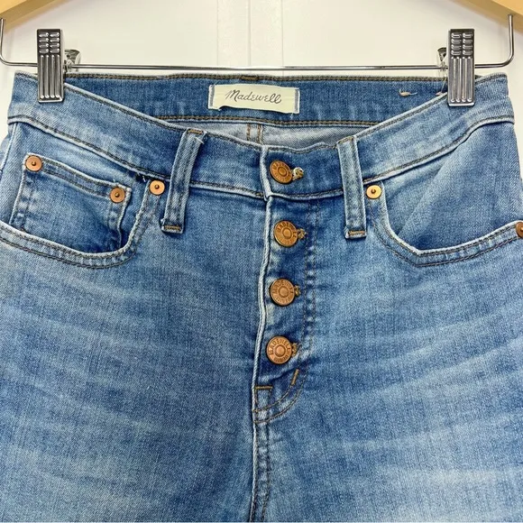 Madewell Cali Demi-Boot Jeans Size 24 Denim Cropped Distressed Button Fly