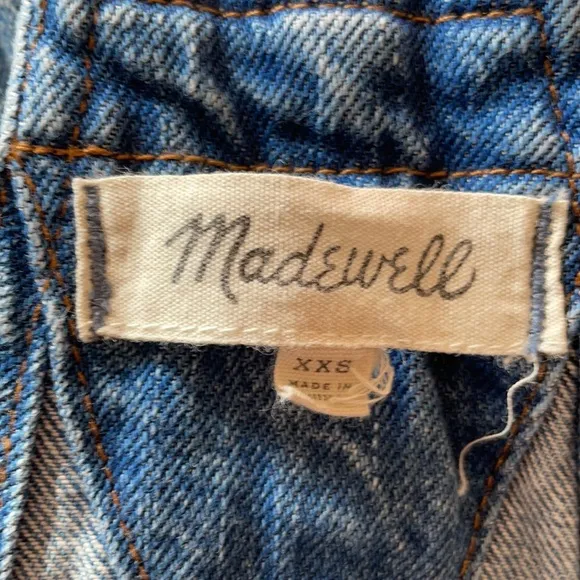 Madewell denim short overalls shortalls raw hem size XXS