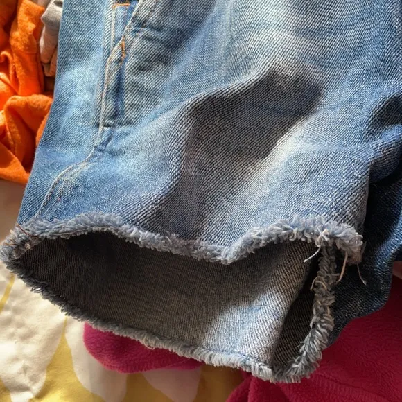 Madewell denim short overalls shortalls raw hem size XXS