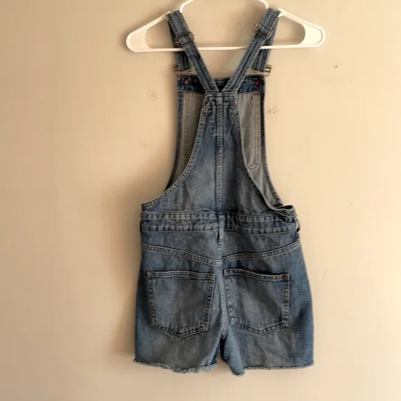 Madewell denim short overalls shortalls raw hem size XXS