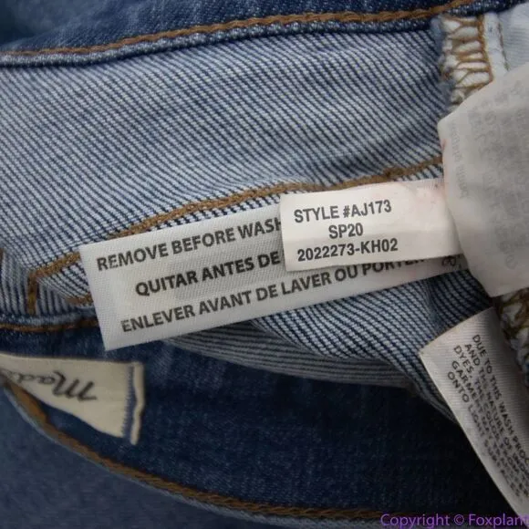 Madewell Mid Rise Skinny Crop Jeans in‎ dewey wash, size 25, AJ173
