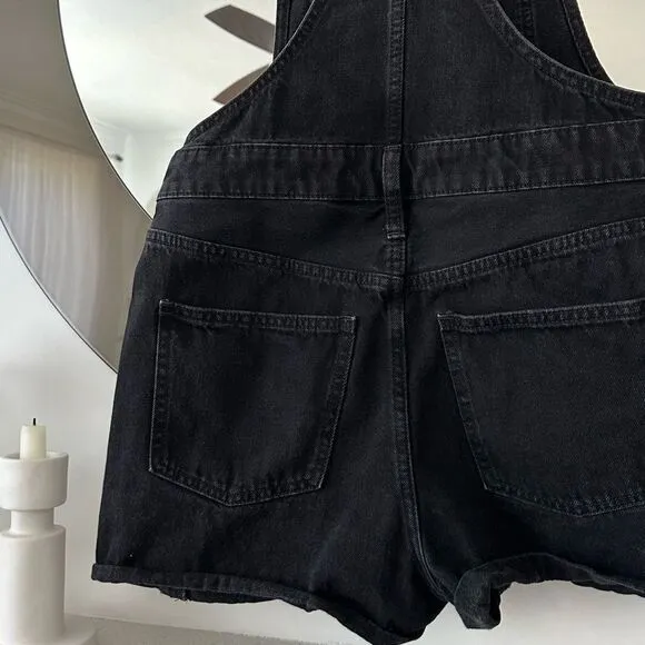 Madewell Washed Black Short Overalls