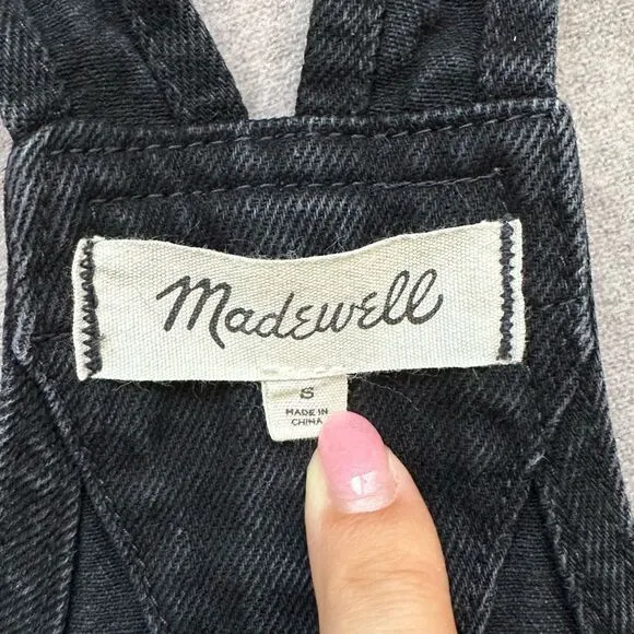 Madewell Washed Black Short Overalls