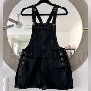 Madewell Washed Black Short Overalls