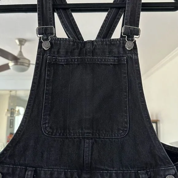 Madewell Washed Black Short Overalls
