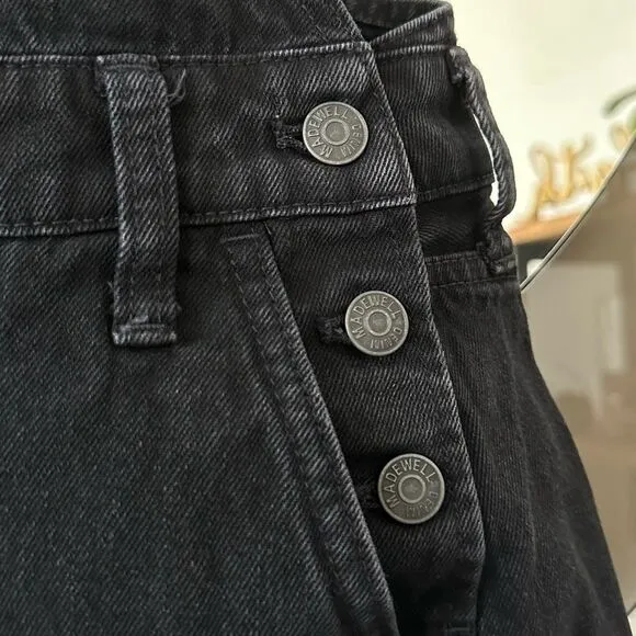 Madewell Washed Black Short Overalls