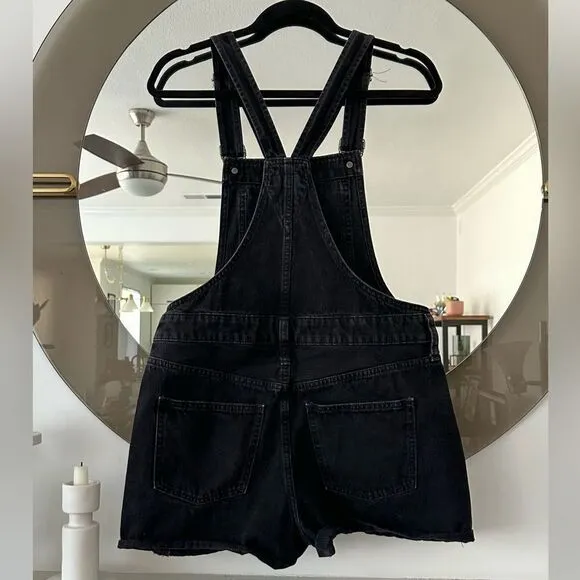 Madewell Washed Black Short Overalls