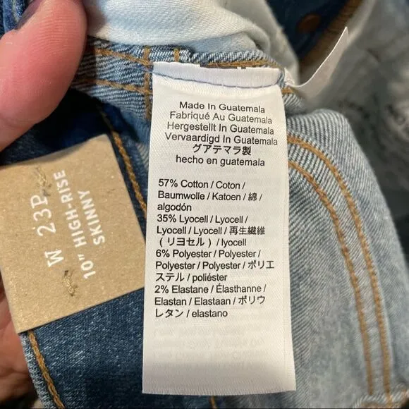 Madewell Jeans 10” High Rise Skinny 23P