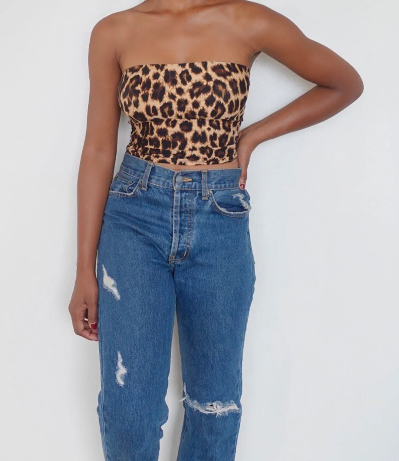 Maisy Strapless Top(Animal Print)