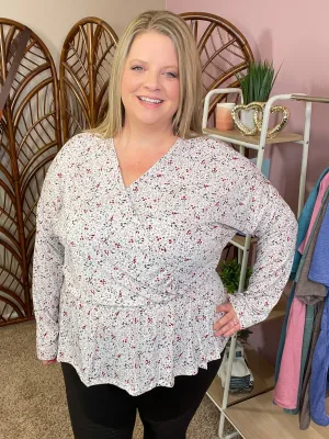 Make the Change Peplum Top - Cream and Floral