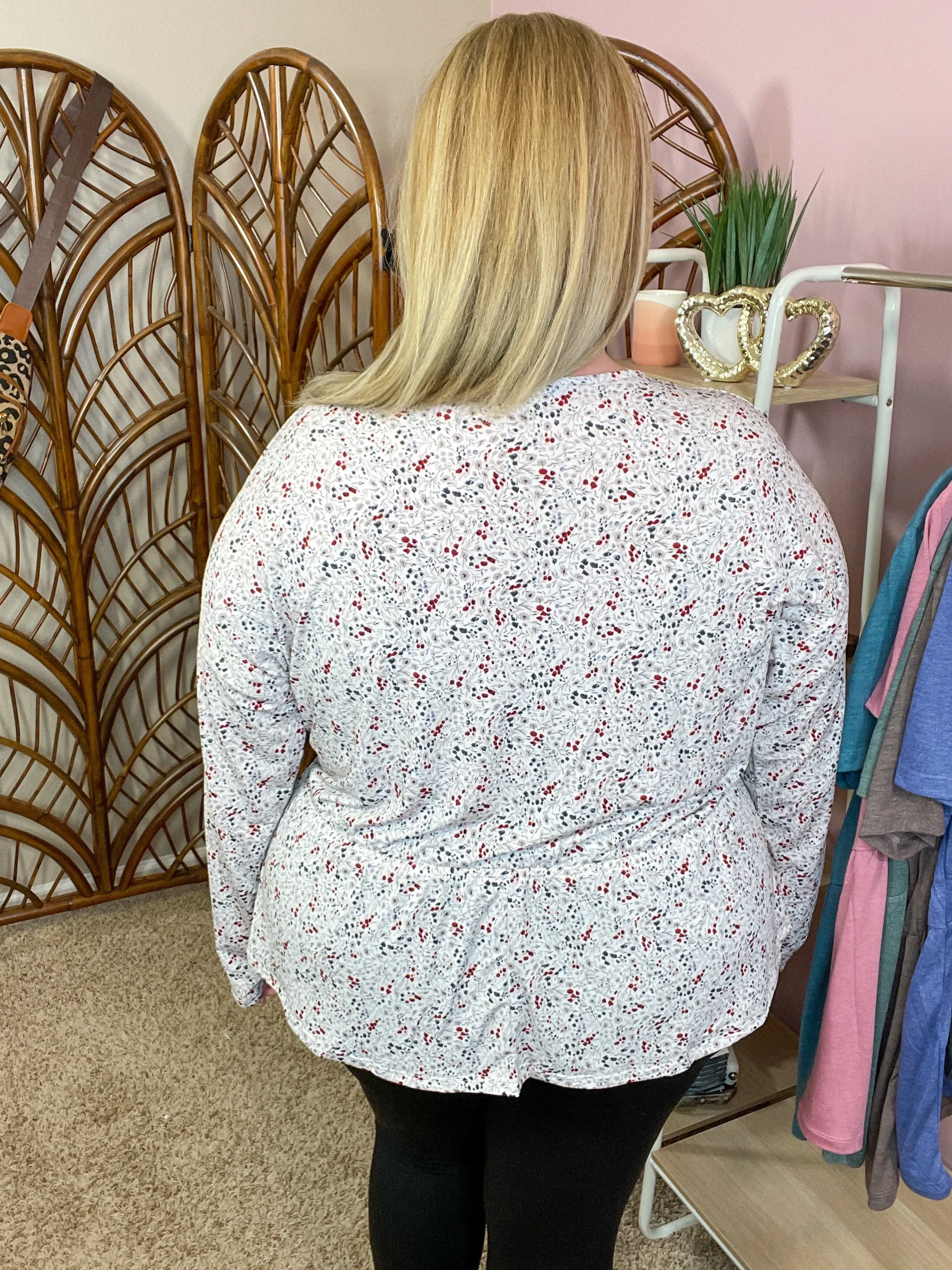 Make the Change Peplum Top - Cream and Floral