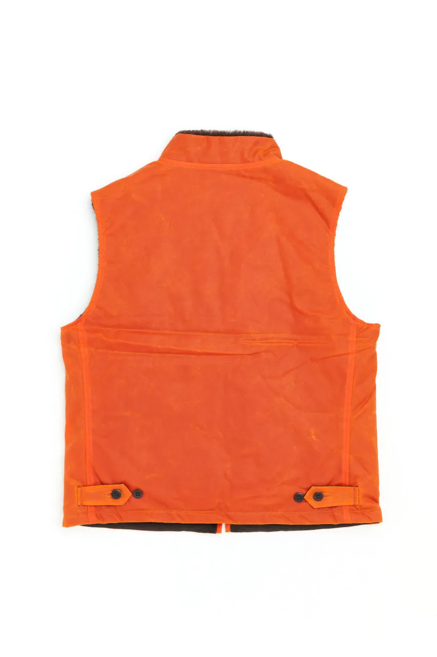 Manifattura Ceccarelli Waxed Mountain Vest Wool Teddy Fur Orange