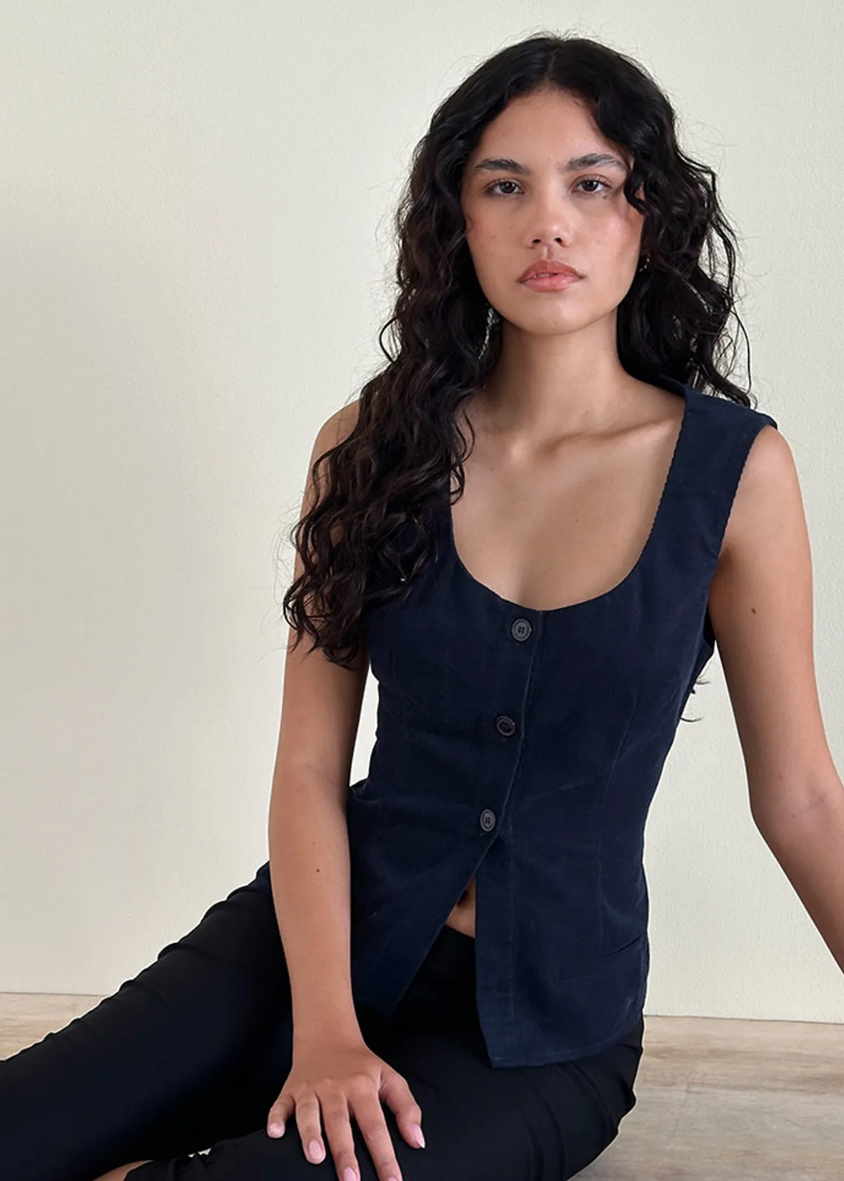 Marianne Navy Cord Vest