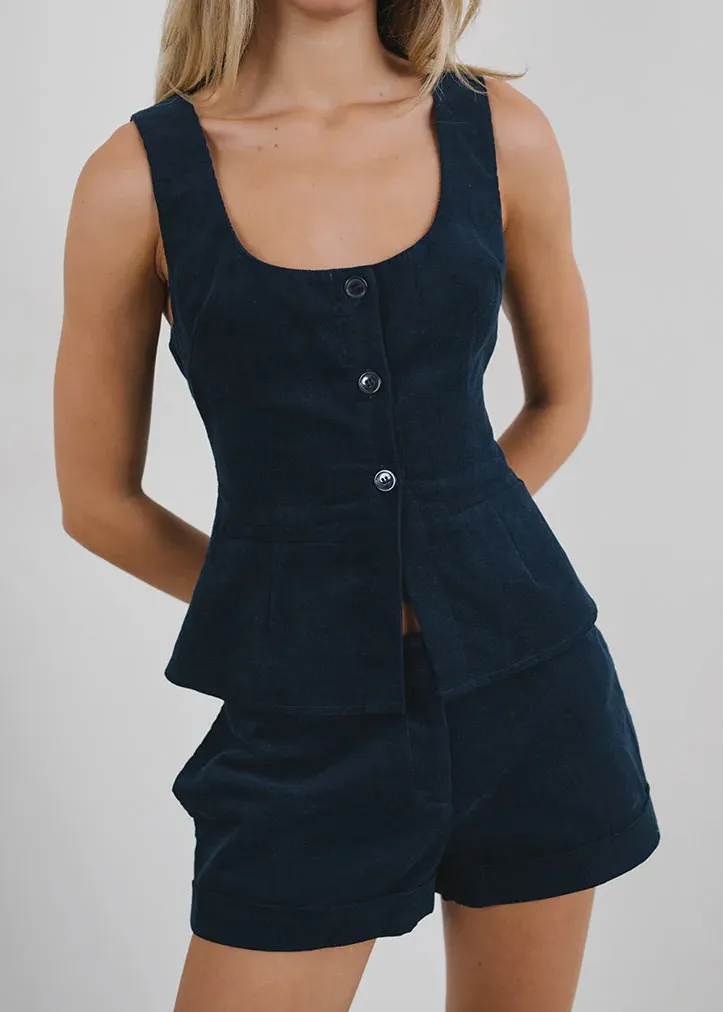 Marianne Navy Cord Vest