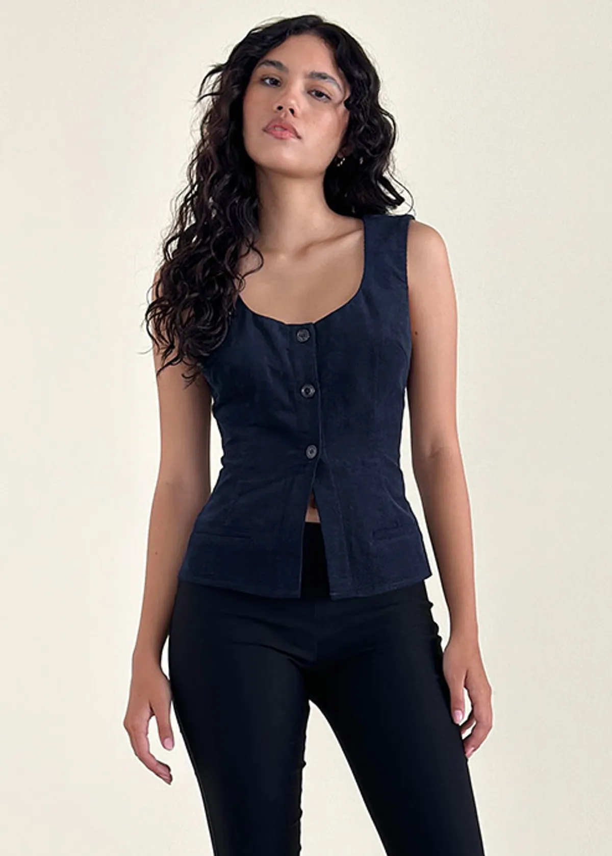 Marianne Navy Cord Vest
