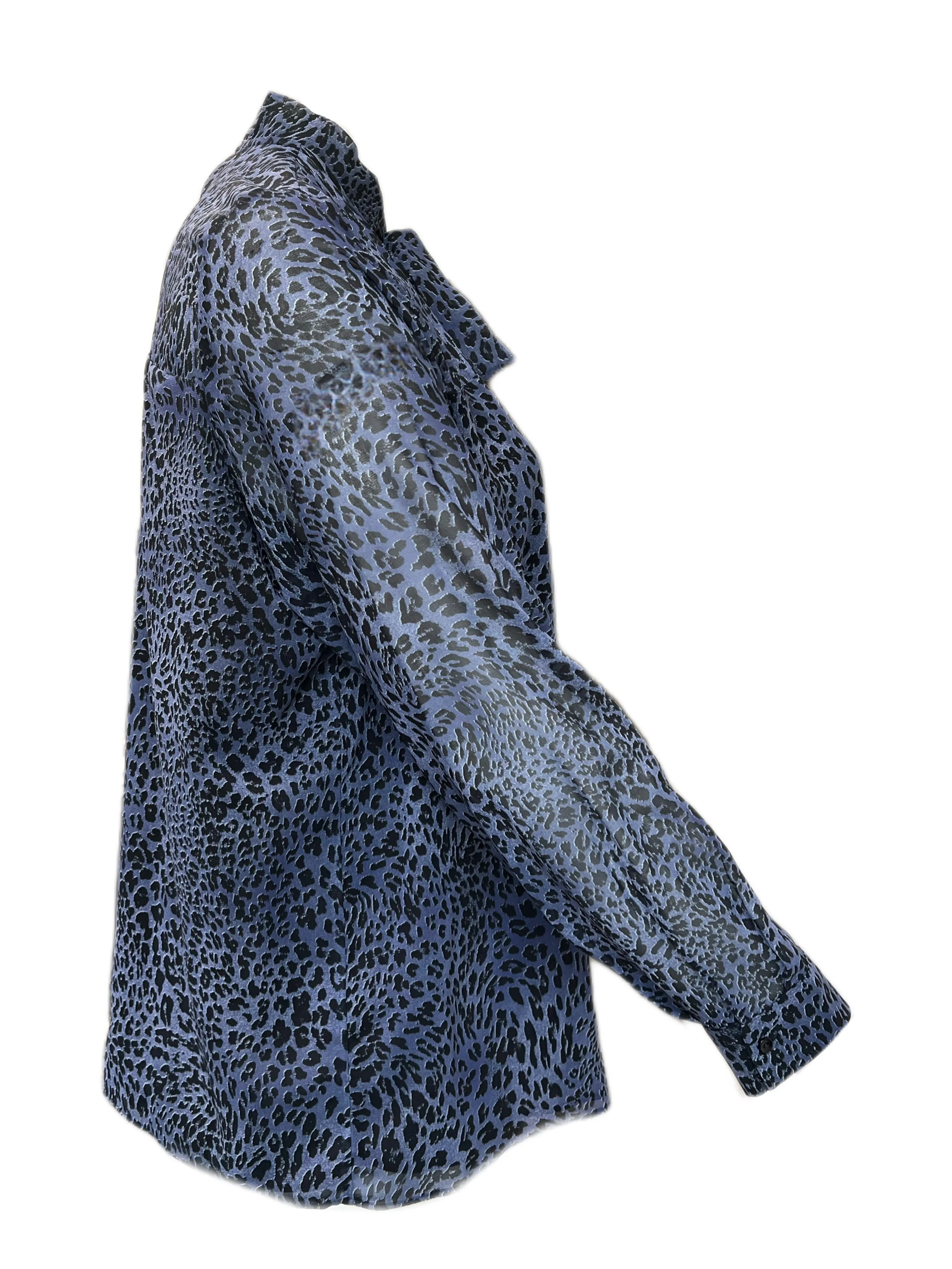 Marina Rinaldi Women's Blue Berna Printed Tie Flont Blouse NWT