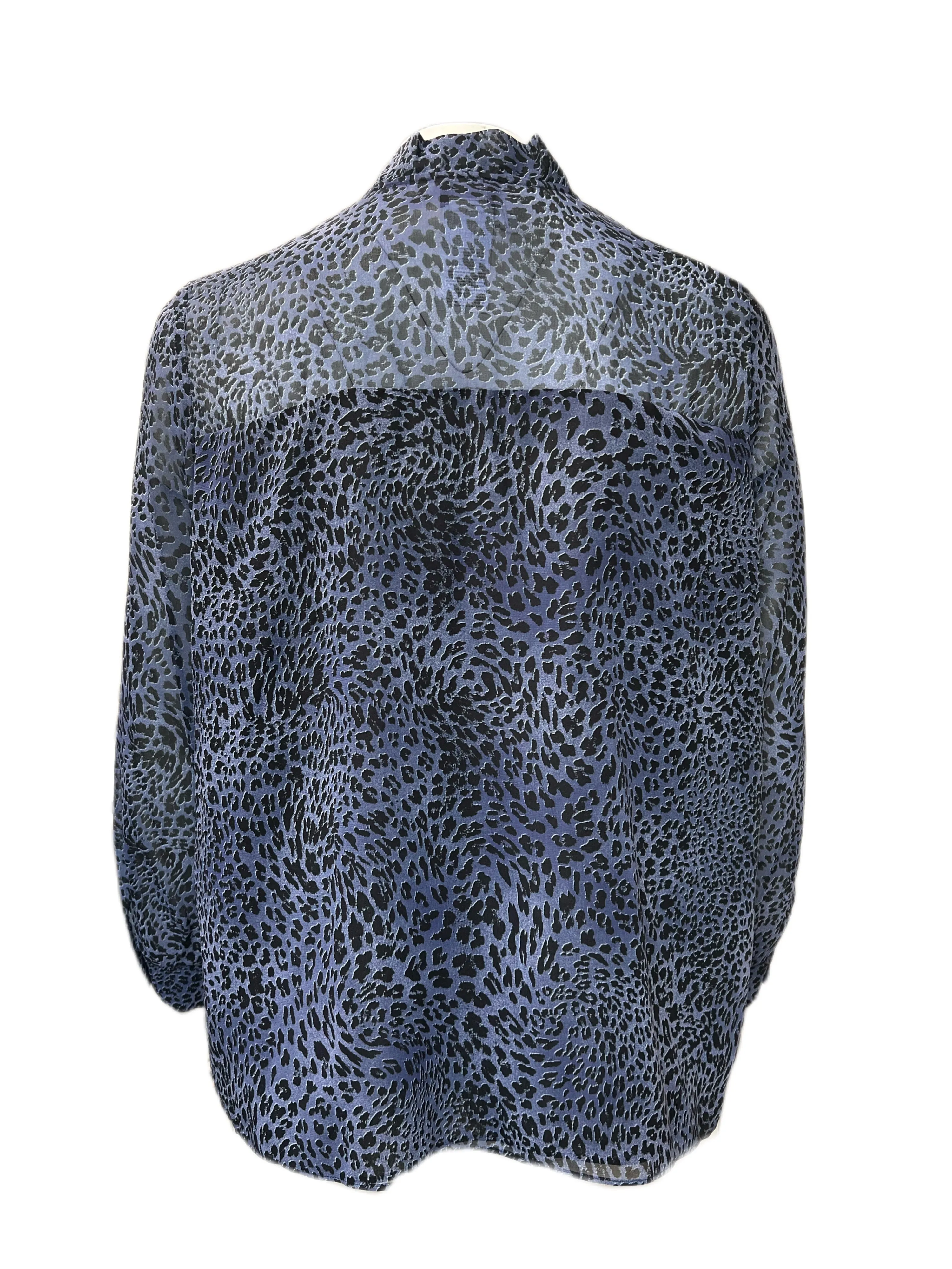 Marina Rinaldi Women's Blue Berna Printed Tie Flont Blouse NWT