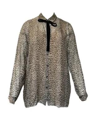 Marina Rinaldi Women's Brown Bilia Animal Printed Shirt NWT